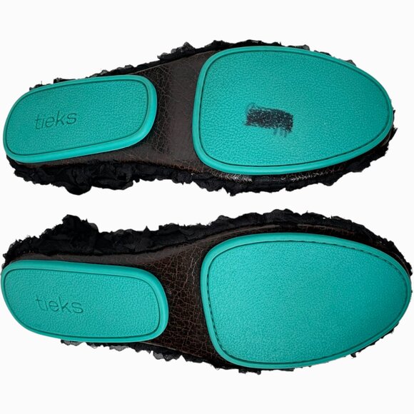 Tieks Black Rose Flats 7 Limited Edition Ballet Shoes Black Floral - Picture 6 of 8